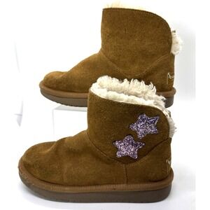 Koolaburra by UGG Kid's Koola Purple Star on Brown Mini Suede Boots Sz 12